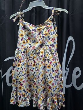 Old Navy Womens Yellow Floral Tie-Shoulder Sundress With Pockets